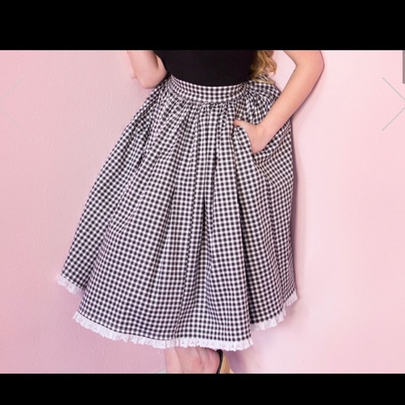 vixen by micheline pitt Dresses & Skirts - Micheline Pitt VIXEN SWING SKIRT IN BLACK GINGHAM